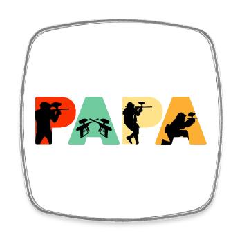 Paintball Papa Retro Silhouette Sportdesign - Viereckiger Kühlschrankmagnet - Weiß - Vorne