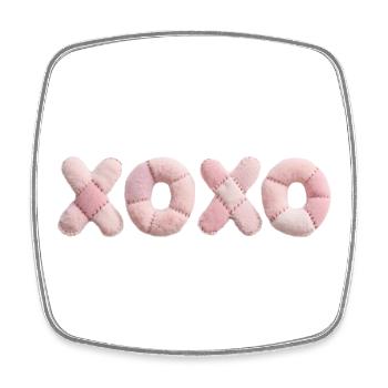 XOXO Design Pink en peluche patchwork - Magnet carré - blanc - Devant