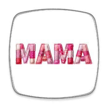 Mama Handmade Patchwork Schrift - Viereckiger Kühlschrankmagnet - Weiß - Vorne