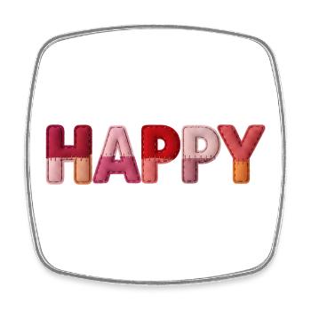 Happy Fabric Look Typography Trend - Square fridge magnet - white - Front