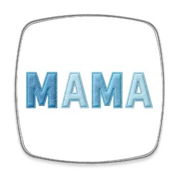 Tendance en patchwork en lettres en denim MAMA - Magnet carré - blanc - Devant