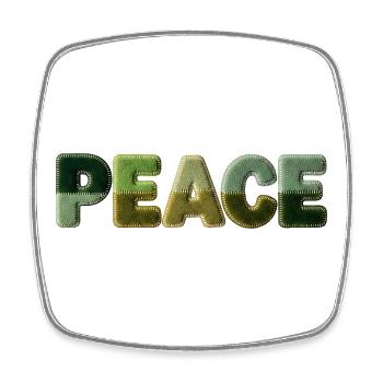 Peace Lettering Patchwork Look 70s Style - Square fridge magnet - white - Front