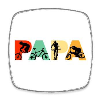 Mountain Biking Papa Retro MTB Cycling Dad - Square fridge magnet - white - Front