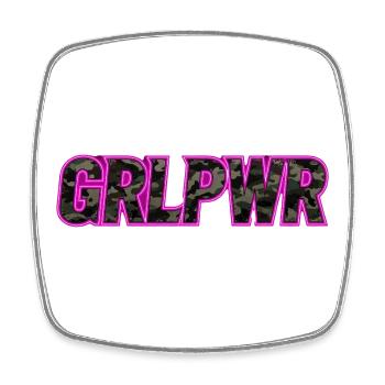 GRLPWR Camo Neon Streetwear Pink Design - Viereckiger Kühlschrankmagnet - Weiß - Vorne