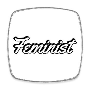 Feminist Script on Apparel - Square fridge magnet - white - Front