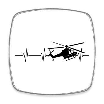 Hubschrauber Herzschlag Helikopter - Viereckiger Kühlschrankmagnet - Weiß - Vorne