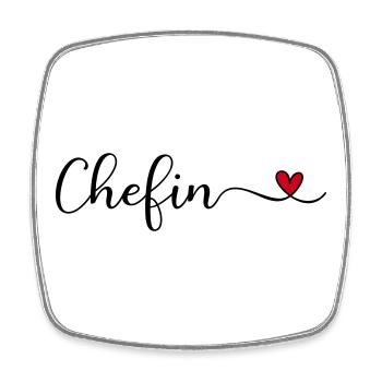 Chefin - Viereckiger Kühlschrankmagnet - Weiß - Vorne