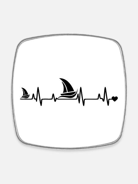 Sailboat heart - Square fridge magnet - white