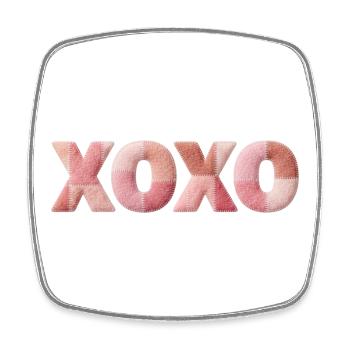 XOXO Patchwork Saying Kiss Hug - Square fridge magnet - white - Front
