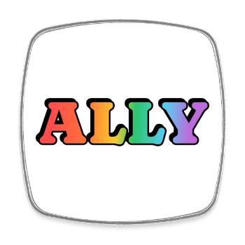Gay Ally - Viereckiger Kühlschrankmagnet - Weiß - Vorne