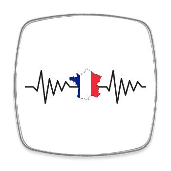 Pulsation Tricolore France - Flag France - Square fridge magnet - white - Front