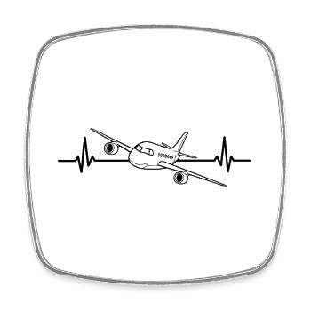 Flugzeug mit Herzschlag Flugzeuge Liebe  - Viereckiger Kühlschrankmagnet - Weiß - Vorne