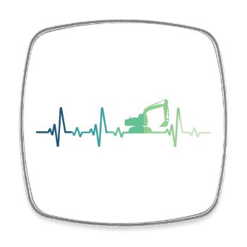 excavator construction site heartbeat excavator - Square fridge magnet - white - Front