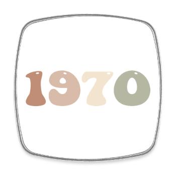 1970 - Square fridge magnet - white - Front