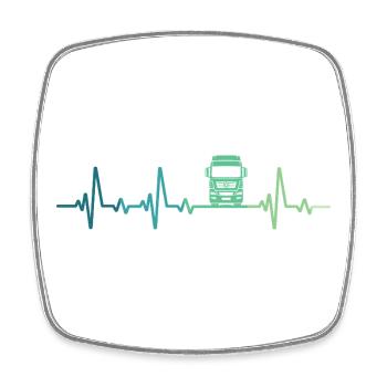 Truck Driver Heartbeat Truck - Square fridge magnet - white - Front