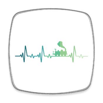 Steam Train Locomotive Heartbeat Train - Square fridge magnet - white - Front