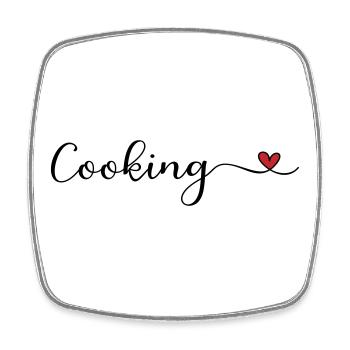 Kochen - Viereckiger Kühlschrankmagnet - Weiß - Vorne