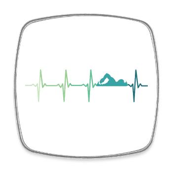 Schwimmendes Herzschlag-Schwimmer-Geschenk - Viereckiger Kühlschrankmagnet - Weiß - Vorne