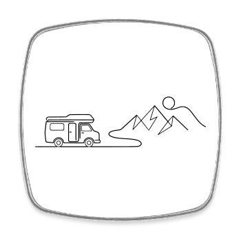 Tournée des montagnes Campper - Magnet carré - blanc - Devant