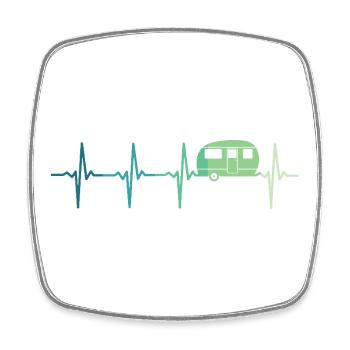 Karawanenherzschlag Camping Wohnwagen - Viereckiger Kühlschrankmagnet - Weiß - Vorne
