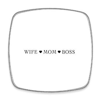 Wife Mom Shirt – Mom Life Statement - Viereckiger Kühlschrankmagnet - Weiß - Vorne
