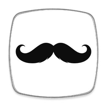 Schnurrbart - Mustache - Schnauzbart - Viereckiger Kühlschrankmagnet - Weiß - Vorne