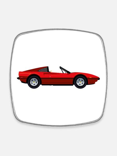 RED SPORTS CAR - Square fridge magnet - white
