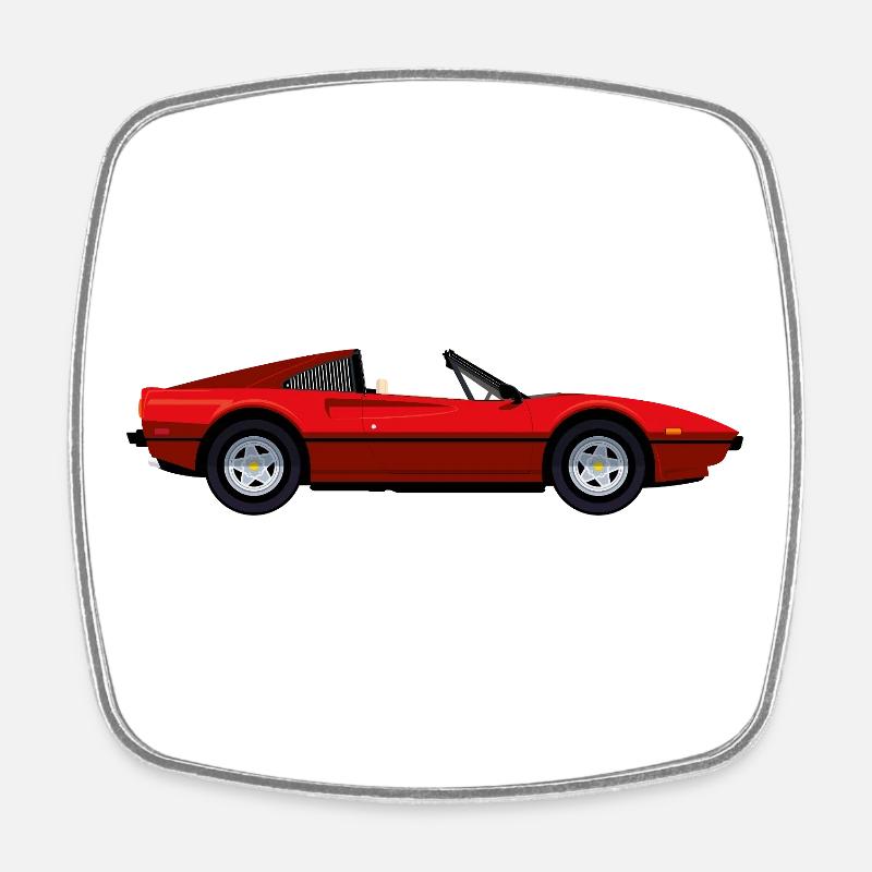 RED SPORTS CAR - Square fridge magnet - white