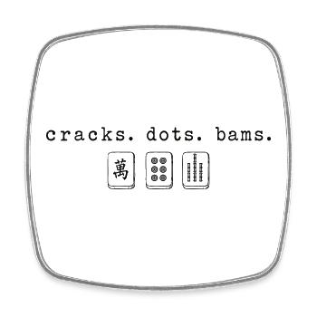 Cracks Dots Bams Funny Mahjong Game - Square fridge magnet - white - Front