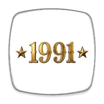 1991 Vintage Gold Stars - Square fridge magnet - white - Front
