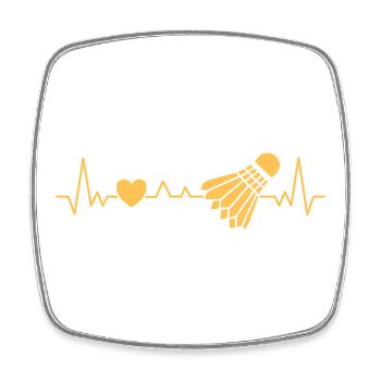 Badminton Federball Herzschlag Als Liebe zum Sport - Viereckiger Kühlschrankmagnet - Weiß - Vorne