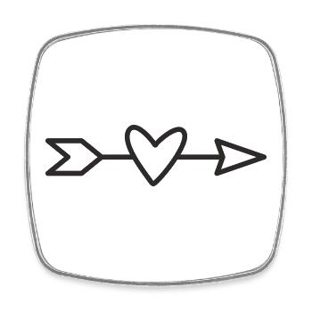 Flèche au cœur – Symbole d’amour et de connexion - Magnet carré - blanc - Devant