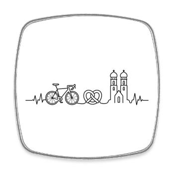 Munich Road Bike Heartbeat – Cyclist Design - Square fridge magnet - white - Front