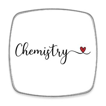 Chimie avec le lettrage en forme de cœur - Magnet carré - blanc - Devant
