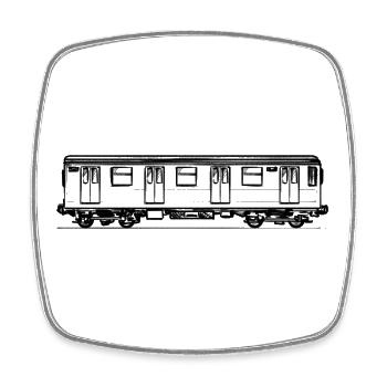Blanko U-Bahnwaggon Graffiti - Illustration - Viereckiger Kühlschrankmagnet - Weiß - Vorne