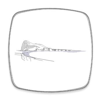 Rochers de Gibraltar | Lineart Coast - Magnet carré - blanc - Devant