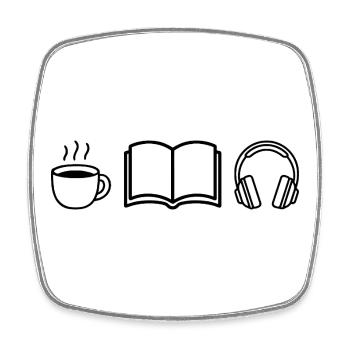 Casques de livres à café - Magnet carré - blanc - Devant