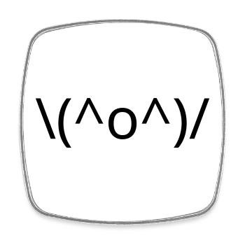 Joy Emote \(^o^)/ Arms Up Kaomoji - Square fridge magnet - white - Front