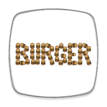 Burger typography - Square fridge magnet - white - Front