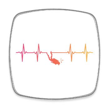 Sunset Diving Heartbeat Diving - Square fridge magnet - white - Front