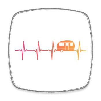 Caravan Sunset Heartbeat Camping Caravan - Viereckiger Kühlschrankmagnet - Weiß - Vorne