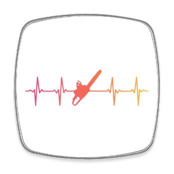 Lumberjack Sunset Heartbeat Chainsaw - Square fridge magnet - white - Front