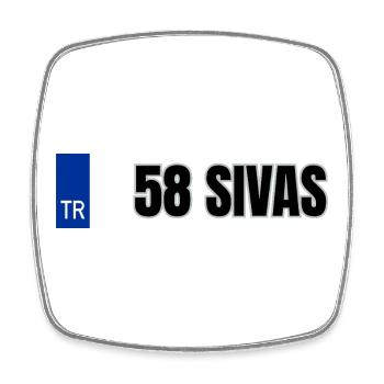58 Sivas Kennzeichen | Türkisches Kennzeichen - Viereckiger Kühlschrankmagnet - Weiß - Vorne