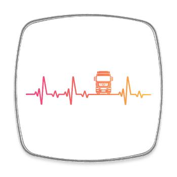 Truck Sunset Heartbeat Road Fahrer - Viereckiger Kühlschrankmagnet - Weiß - Vorne