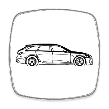 RS6 Line Silhouette – Minimalist Car Art - Viereckiger Kühlschrankmagnet - Weiß - Vorne