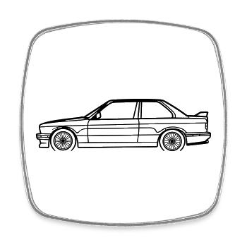 E30 M3 Line Silhouette – Classic Performance Art - Viereckiger Kühlschrankmagnet - Weiß - Vorne