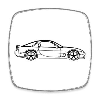 RX‑7 Line Silhouette – JDM Performance Art - Viereckiger Kühlschrankmagnet - Weiß - Vorne