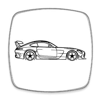 GT Coupé Line Silhouette – Pure Performance Art - Viereckiger Kühlschrankmagnet - Weiß - Vorne