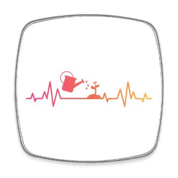 Sunset Heartbeat Gärtner Pflanzkübel - Viereckiger Kühlschrankmagnet - Weiß - Vorne