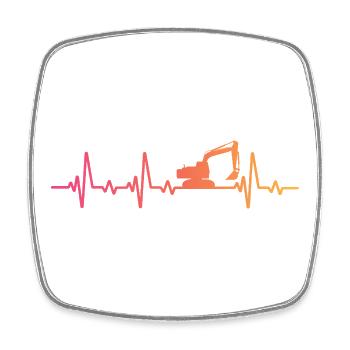Sunset Heartbeat Baubagger - Viereckiger Kühlschrankmagnet - Weiß - Vorne
